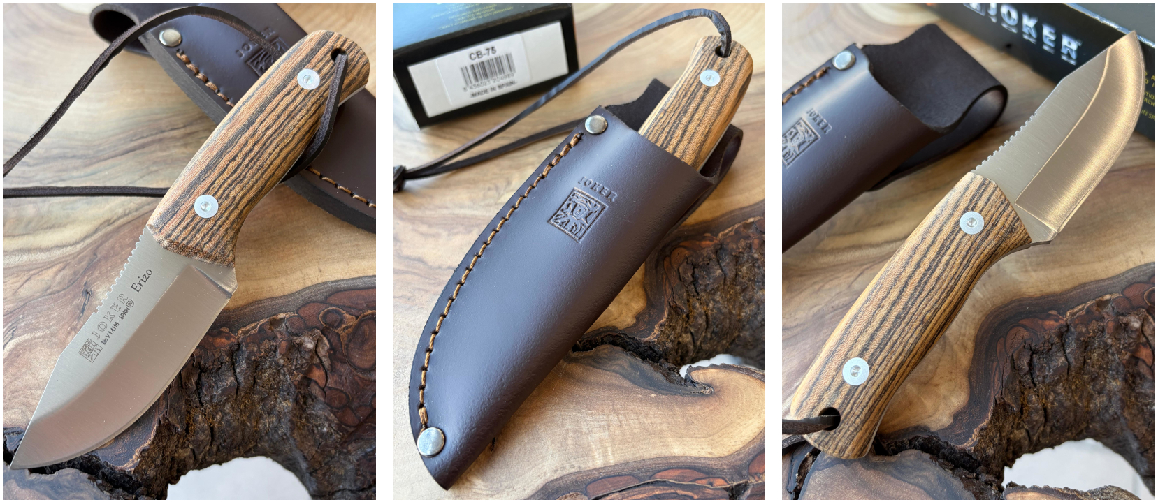 Joker Erizo – Nóż bushcraftowy, 7,7 cm, drewno bocote