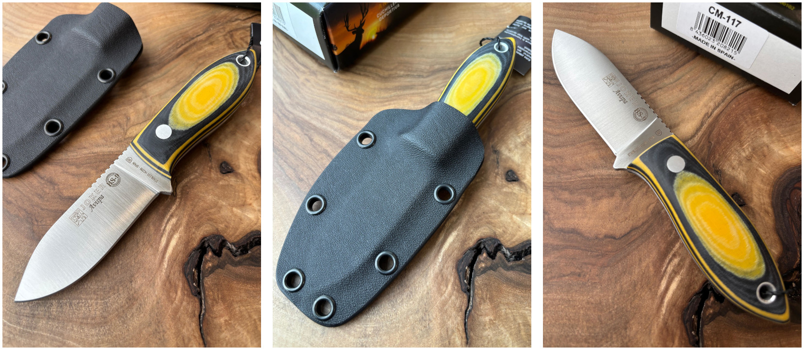 Joker Avispa BS9 - Bushcraftový nůž, 8 cm, micarta, černo-žlutý