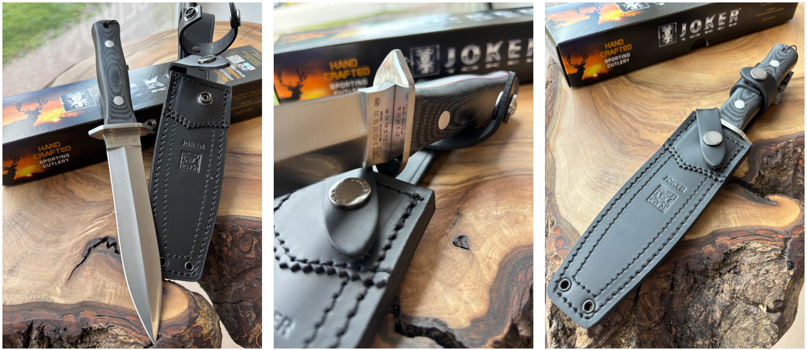 Joker Lince – Bushcraftová dýka, 15,5 cm, micarta, čierna