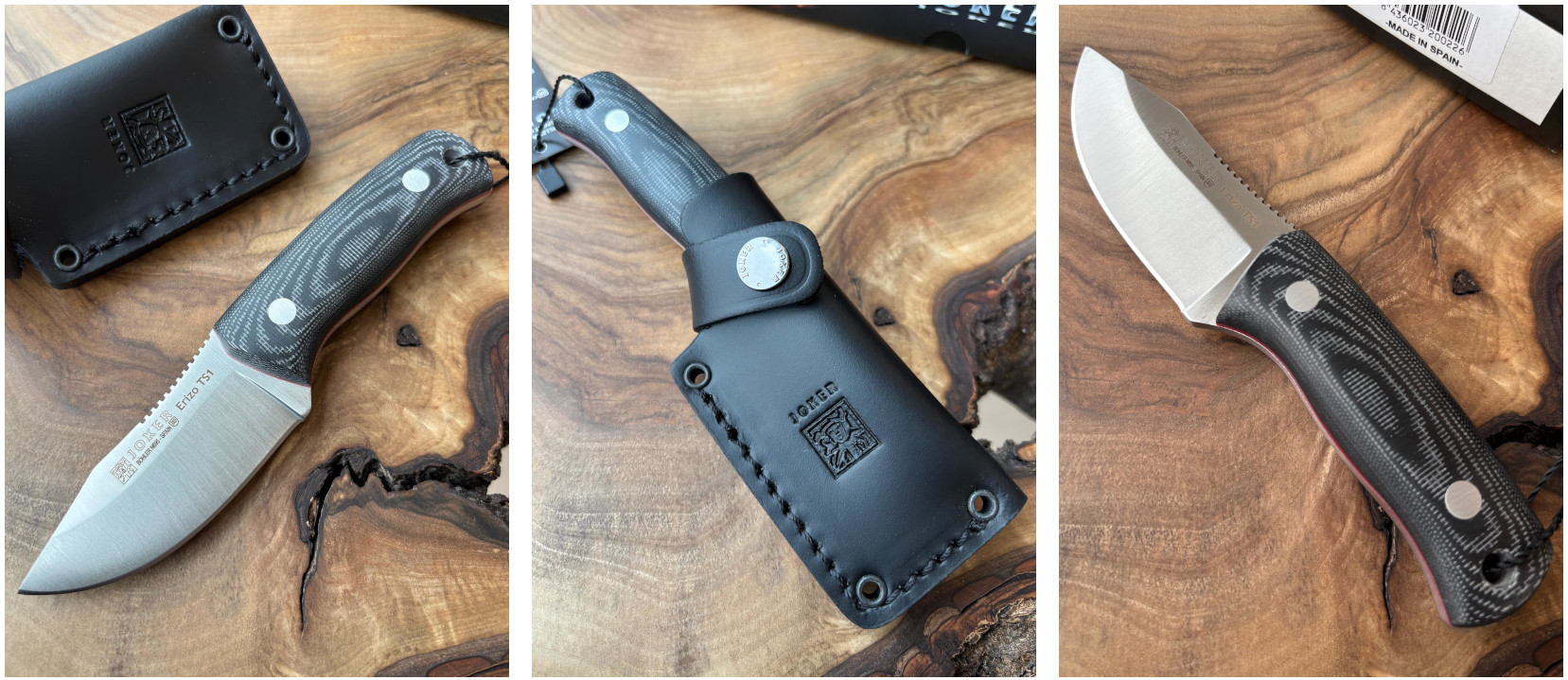 Joker Erizo TS1 – Nóż bushcraftowy, 7,5 cm, micarta, czarny
