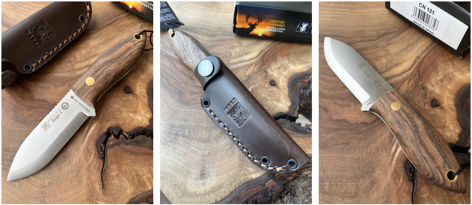 Joker Avispa S BS9 - Bushcraftový nůž, 8 cm, ořechové dřevo