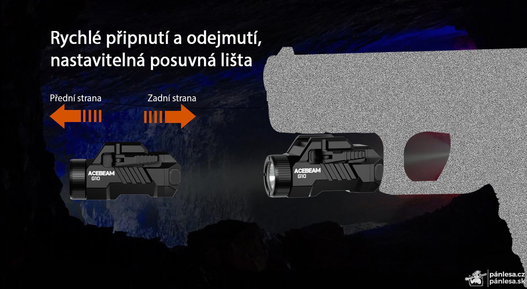 AceBeam G10, 600 lm, black - LED baterka na Picatinny/Weaver lištu, rýchloupínacia