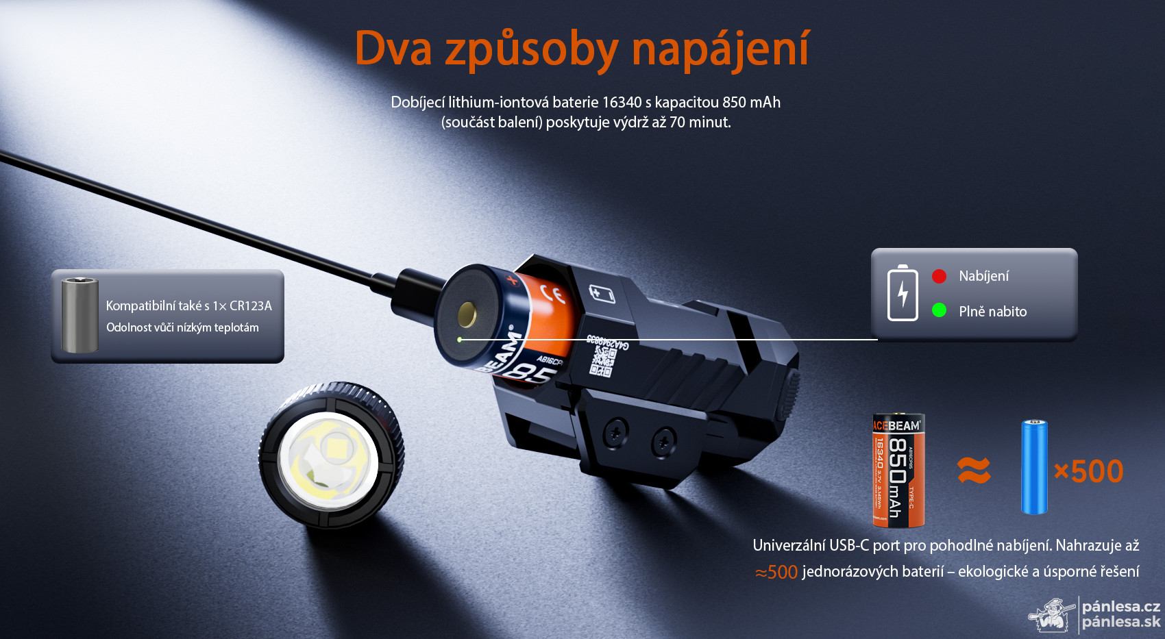 AceBeam G10, 600 lm, black - LED baterka na Picatinny/Weaver lištu, rýchloupínacia