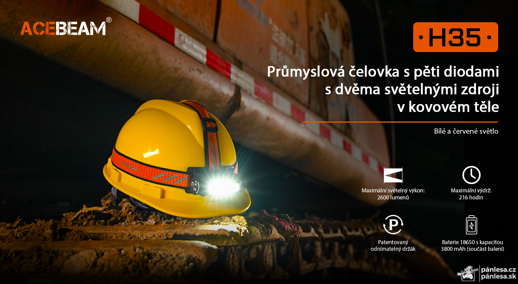 AceBeam H35, 2600 lm, black - LED čelovka, černá