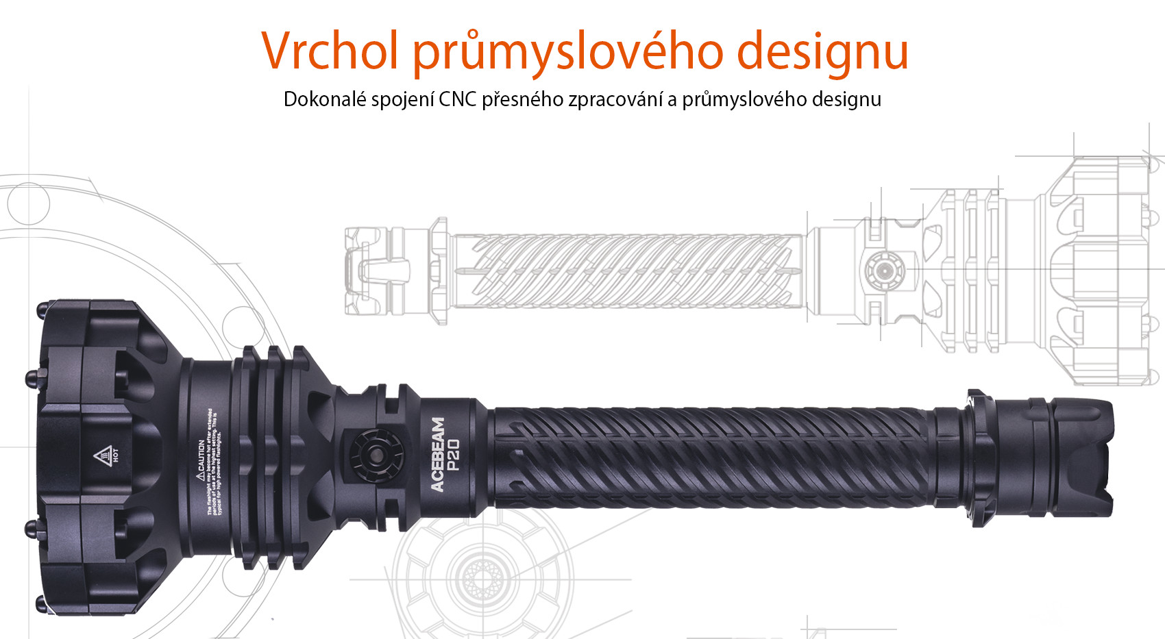 AceBeam P20, 5500 lm, black - Taktická LED svítilna, černá
