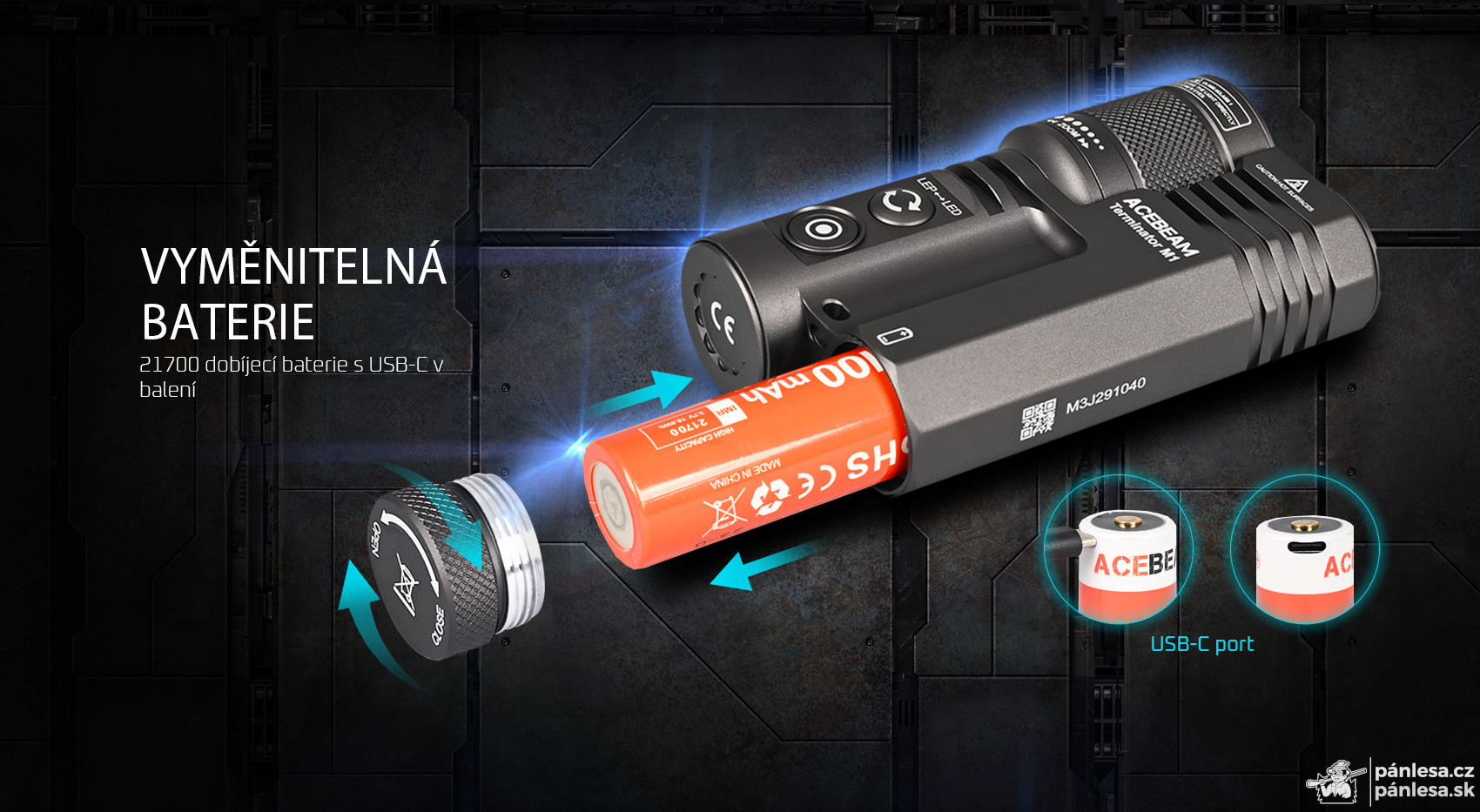 AceBeam Terminator M1, 3500 lm, MAO - LEP a LED baterka so zoomom