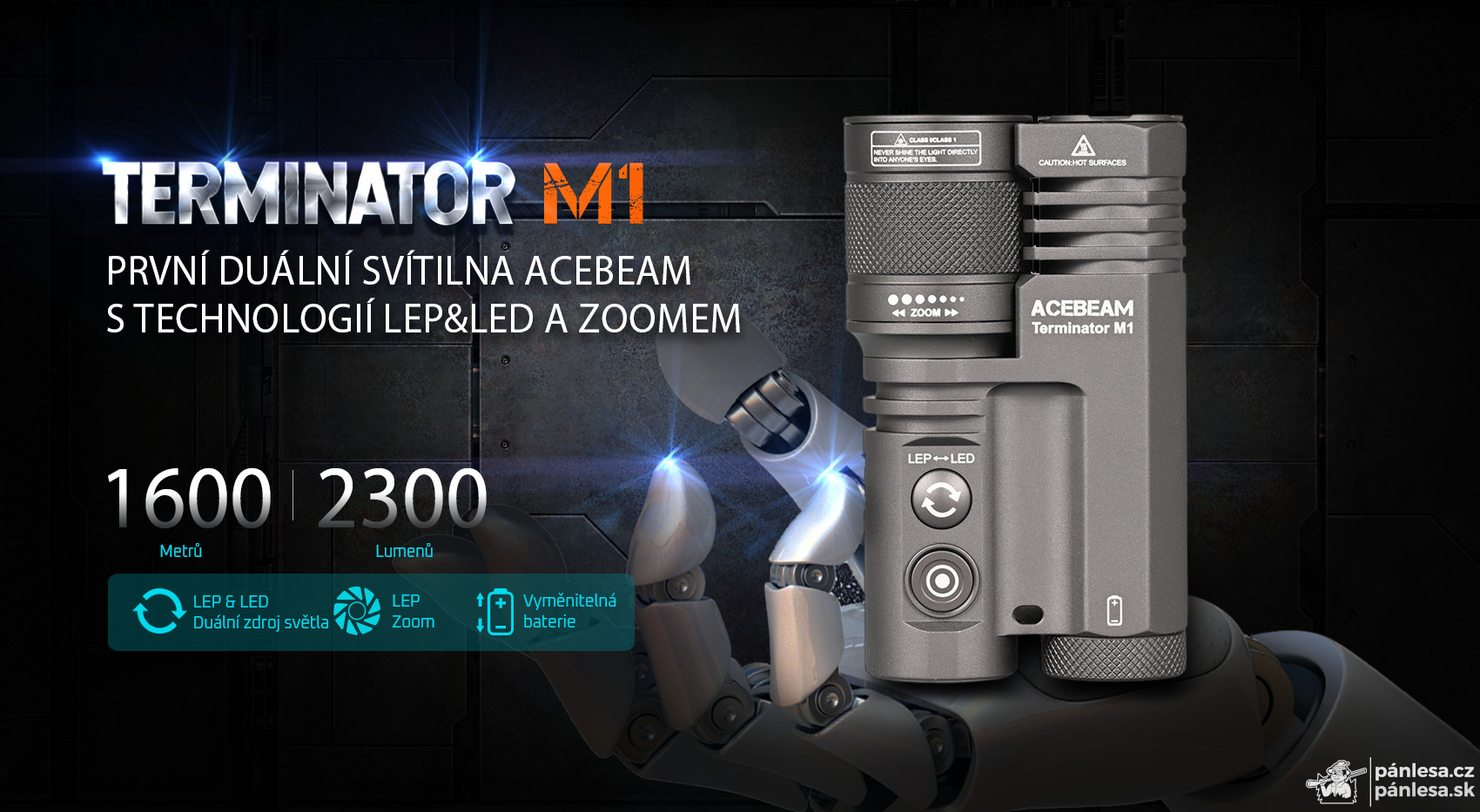 AceBeam Terminator M1, 2300 lm, CRI90, MAO - LEP a LED svítilna se zoomem