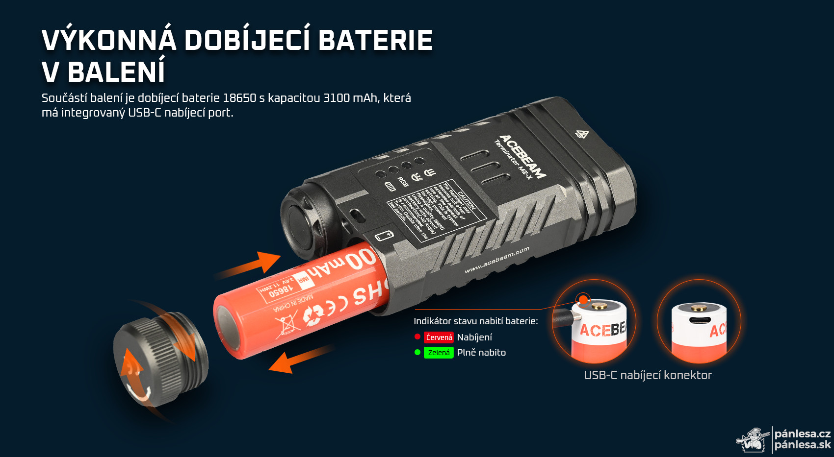 AceBeam Terminator M2-X, 3200 lm, green - LED duální svítilna s bodovým reflektorem