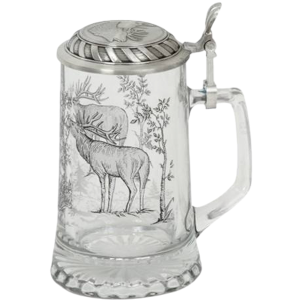 Artina Korbel s víčkem, 500 ml, motiv s jelenem, sklo a cín