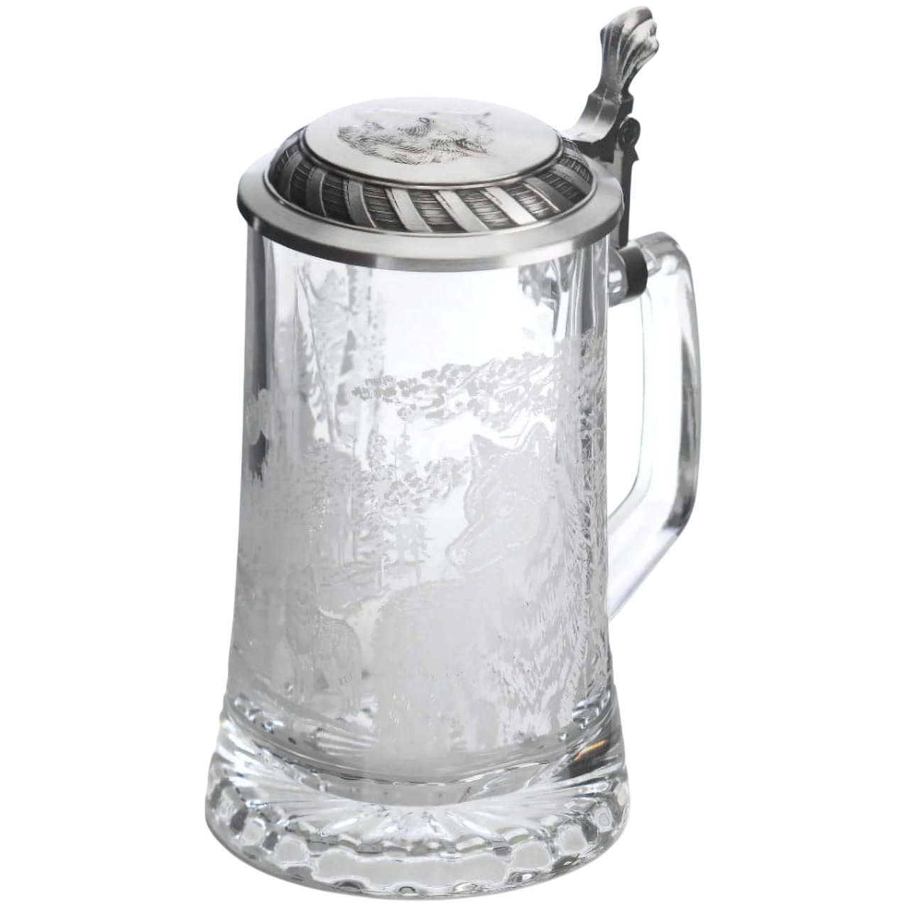 Artina Korbel s víčkem, 500 ml, motiv s vlkem, sklo a cín
