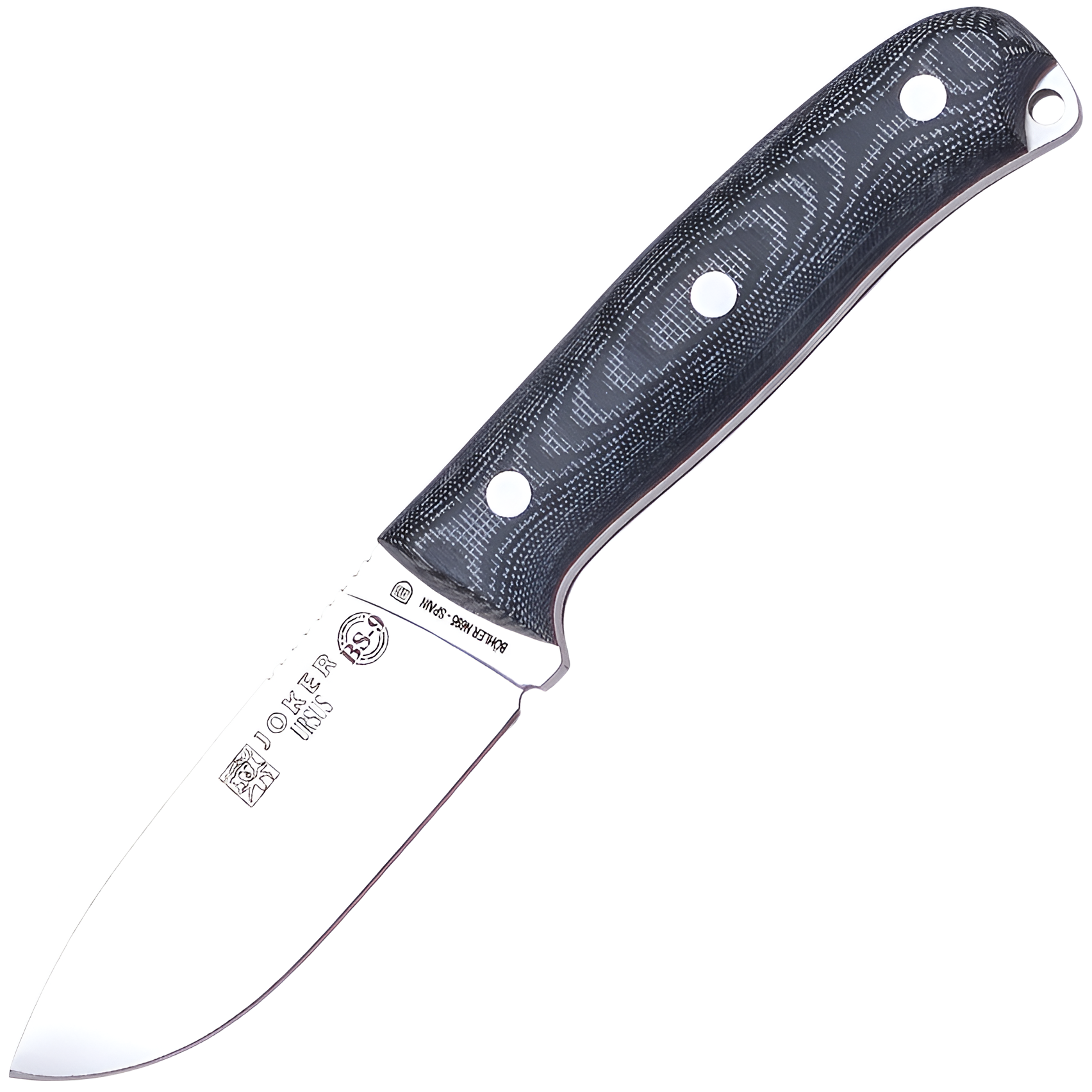 Joker Ursus BS9 - Bushcraftový nůž, 10 cm, micarta, černý