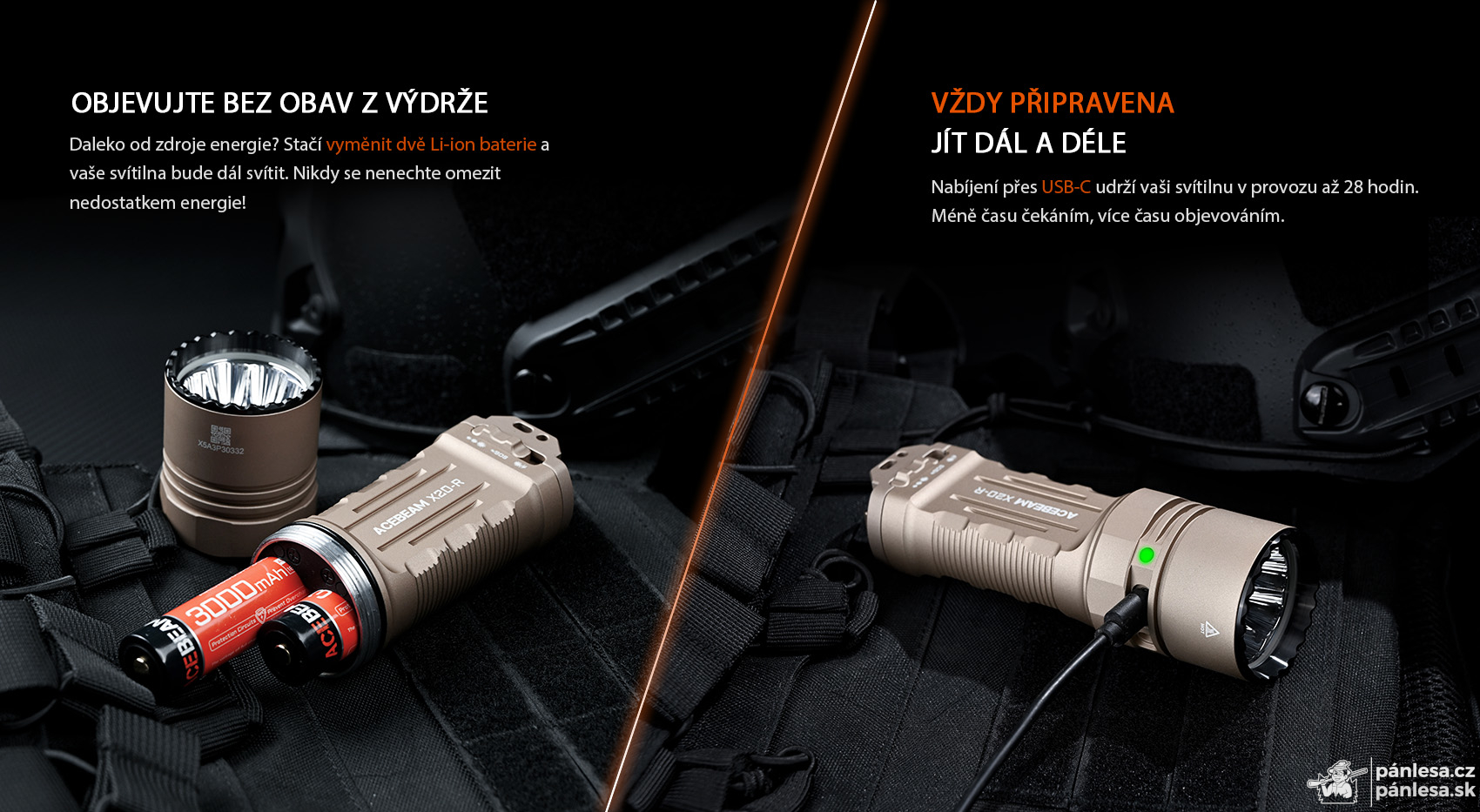 AceBeam X20-R, 10000 lm, black – Taktická LED svítilna, černá