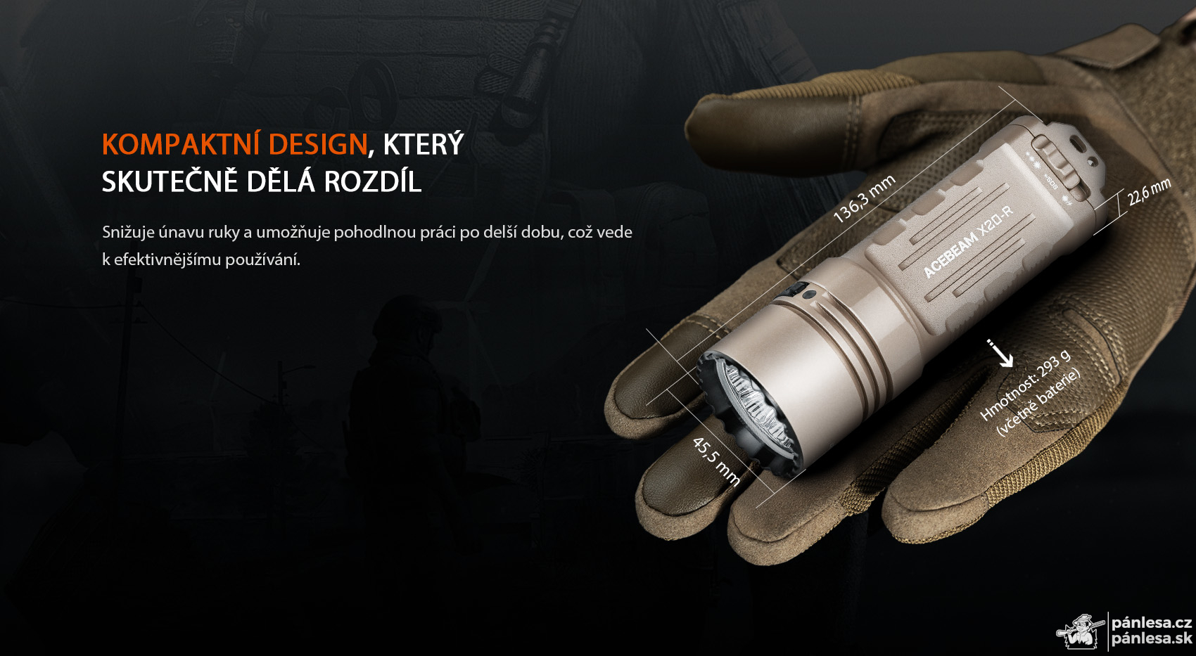 AceBeam X20-R, 10000 lm, black – Taktická LED svítilna, černá