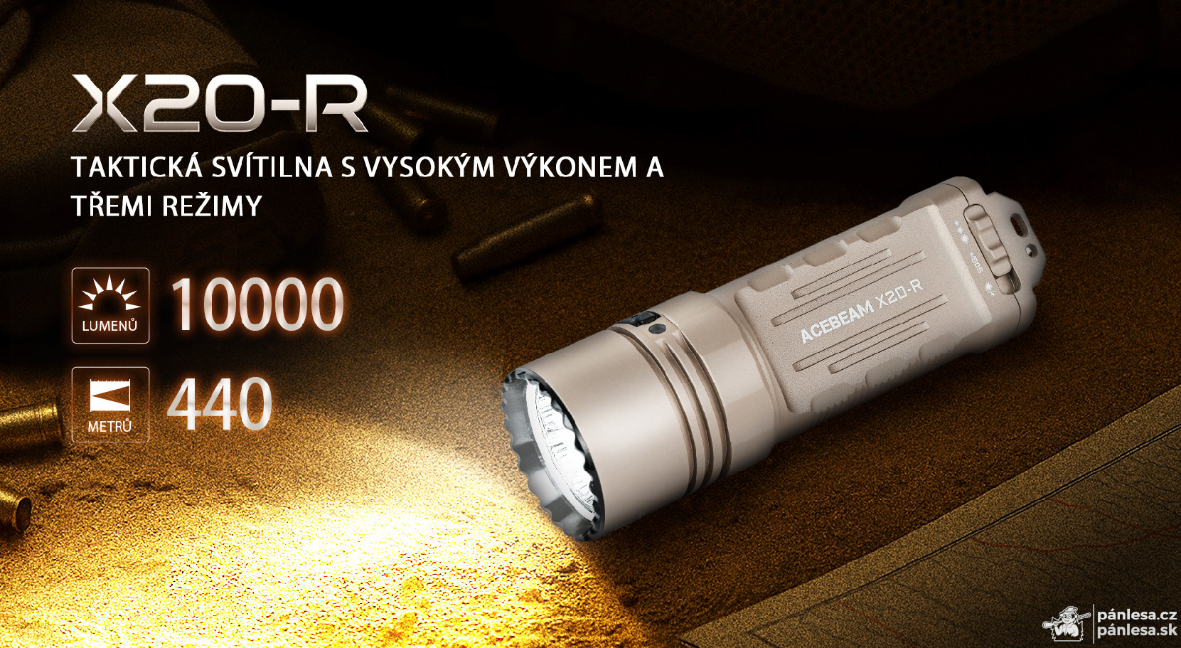 AceBeam X20-R, 10000 lm, black – Taktická LED svítilna, černá