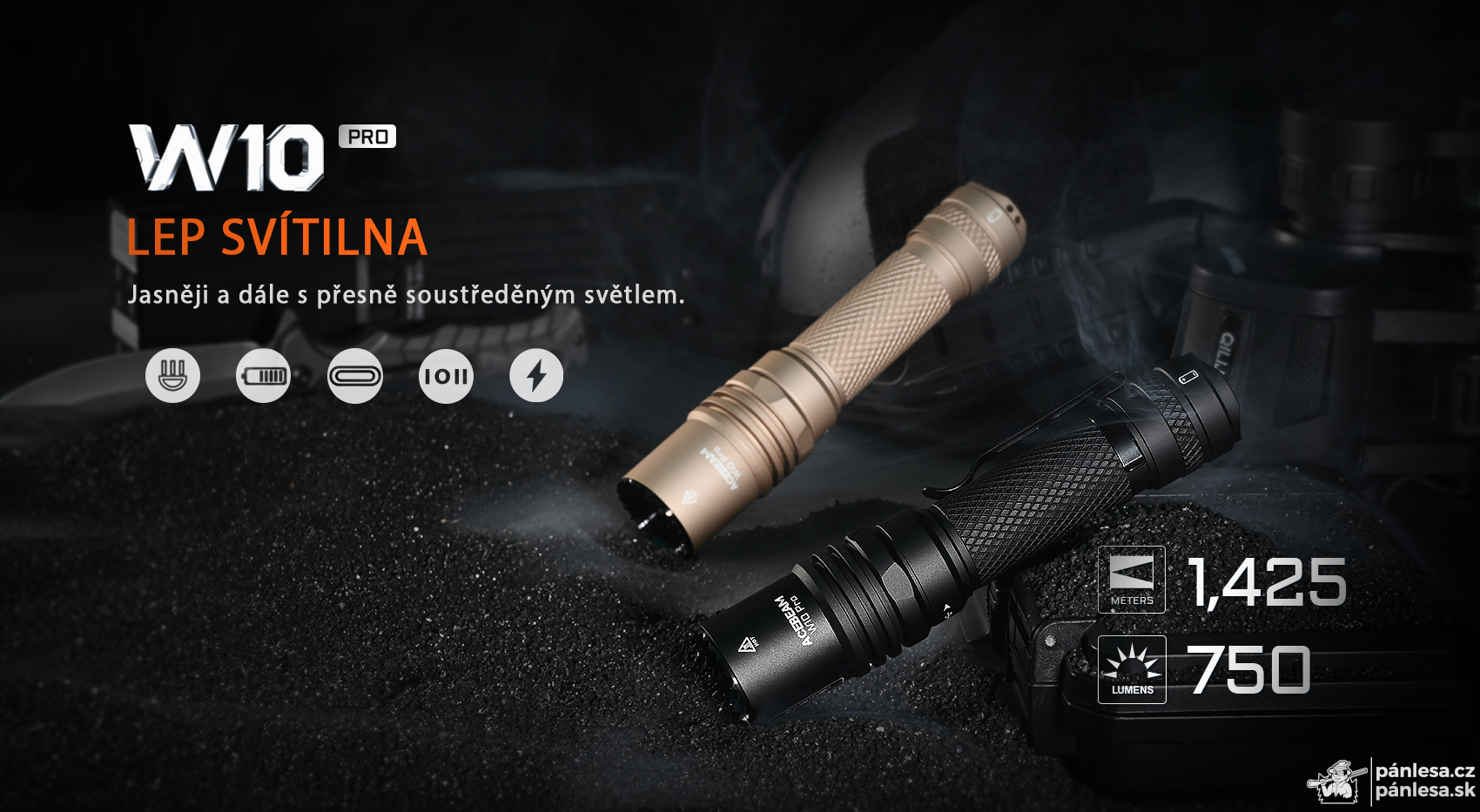 AceBeam W10 Pro, 750 lm – Taktická LEP svítilna, černá